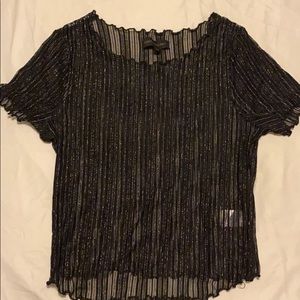 Black sparkly mesh short sleeve shirt